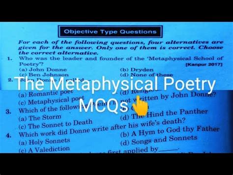 The Metaphysical Poetry Mcqs The Metaphysical Poetry In English