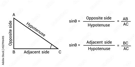 Trigonometric ratios of a triangle. sine and cosine Stock Vector | Adobe Stock