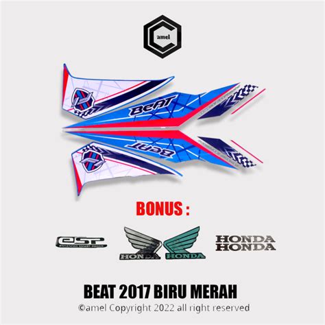 Stiker Striping Lis Body Beat Fi Eco Tahun Warna Hitam Merah