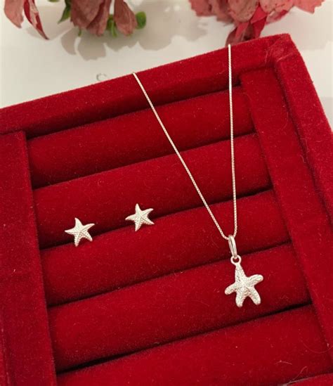 Conjunto Estrela do Mar Prata 925 Maciça Feminino Elo7