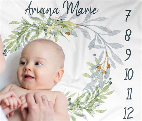 Floral Baby Month Blanket Girl Watercolor Milestone Monthly Etsy