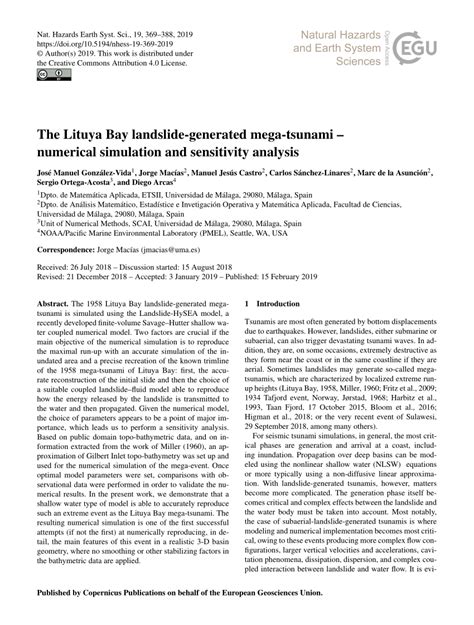 (PDF) The Lituya Bay landslide-generated mega-tsunami - Numerical simulation and sensitivity ...