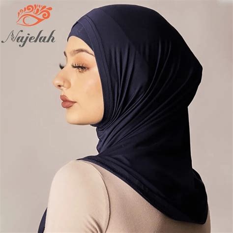 Muslim Modal Blue Hijab Abaya Hijabs For Woman Abayas Jersey Silk Scarf