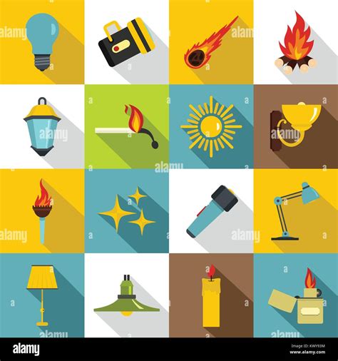 Light Source Symbols Icons Set Flat Style Stock Vector Image And Art Alamy