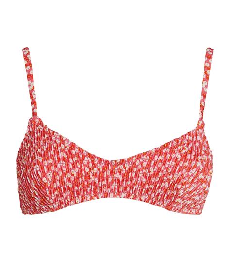 Solid Striped Red Smocked Rachel Bikini Top Harrods Uk