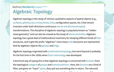 Algebraic Topology -- from Wolfram MathWorld