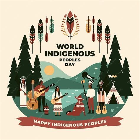 Premium Vector Happy World Indigenous Greetings Design Illustration