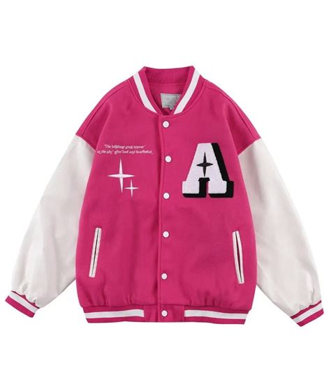 Letterman Black/Pink TideEku Shine Varsity Jacket - Jackets Expert