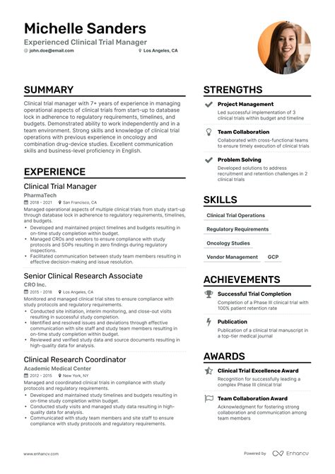 Cv For Clinical Research Coordinator