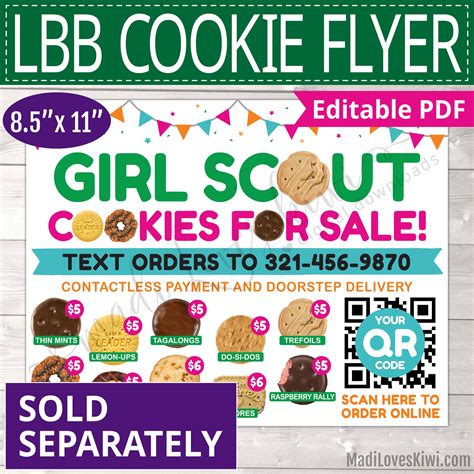 2023 Lbb Girl Scout Lanyard Editable Cookie Menu Price List Etsy