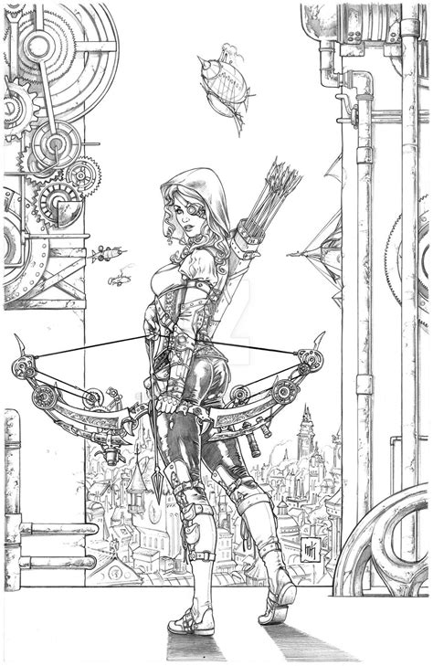 Steampunk Robyn By Kromespawn On Deviantart Adult Coloring Book Pages