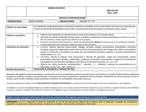 Proyecto Interdisciplinario 2022 2023 copia UNIDAD EDUCATIVA AÑO