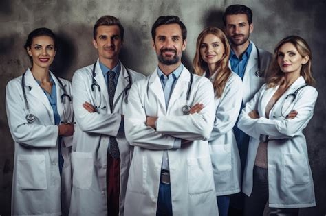 Premium AI Image Group Of Men And Women Doctors Dressed In White Lab