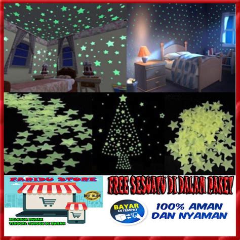 Isi Pcs Home Decor Sticker Bintang Glow In The Dark Hiasan Kamar