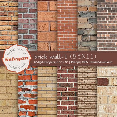 Red Bricks Texture Digital Paper Rustic White Bricks Paper Scrapbook