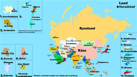 Karta över Asiens länder och huvudstäder Allt om ditt Resmål