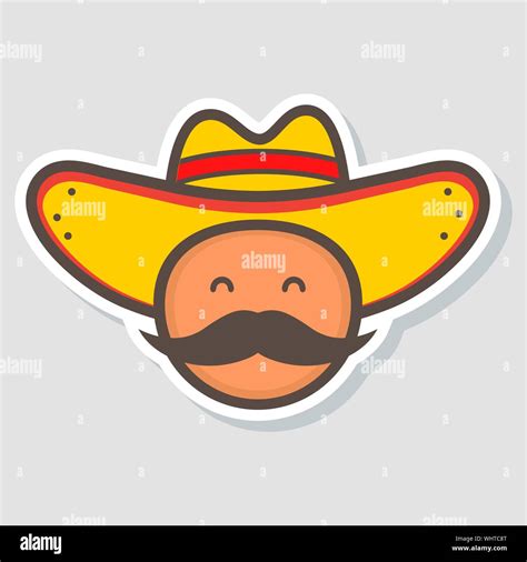 Cute Mexico Man Face In National Sombrero Hat Logo Template Design