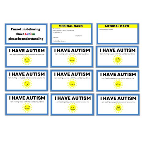 I Have Autism Autism Awareness Medical Id Card Autism Printable