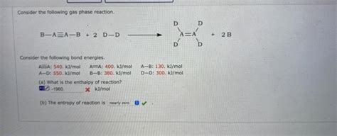 Solved Consider The Following Gas Phase Reaction D D Chegg