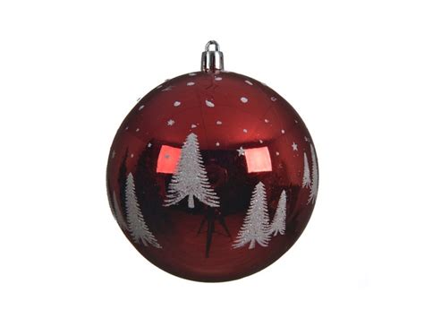 Red Shiny Bauble With Glitter Tree Merryhatton Garden Centre