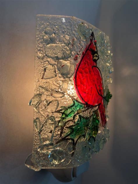 Cardinal Recycled Bottle Glass Night Light