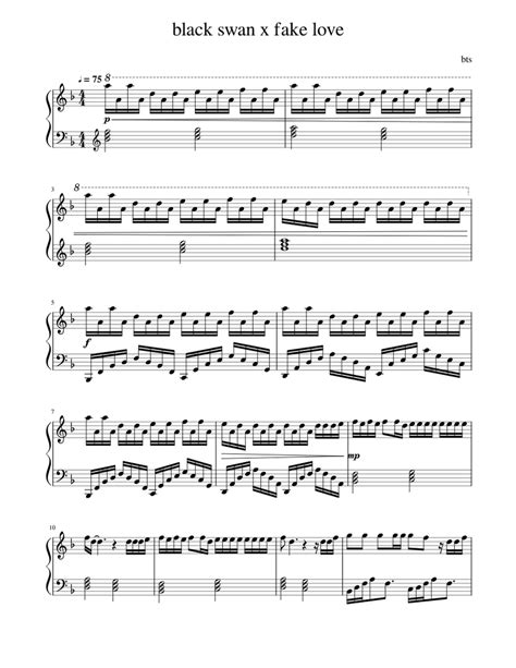 Black Swan X Fake Love Bts Sheet Music For Piano Solo