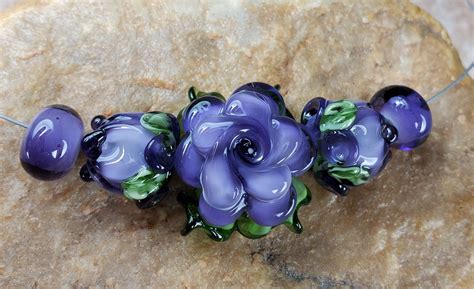 Glass Lampwork Beads Flowers Floral Roses Leafs Rose Etsy How To