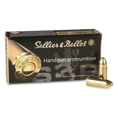 Sellier Bellot 9mm FMJ 115 Grain 50 Rounds 85649 9mm Ammo At