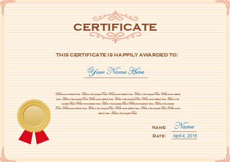 Download This Free Customizable Certificate Template And Replace The