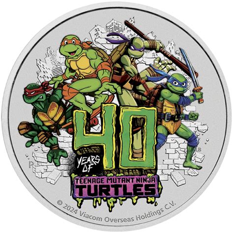 Tuvalu Teenage Mutant Ninja Turtles 40 Rocznica Kolorowany 1 Uncja