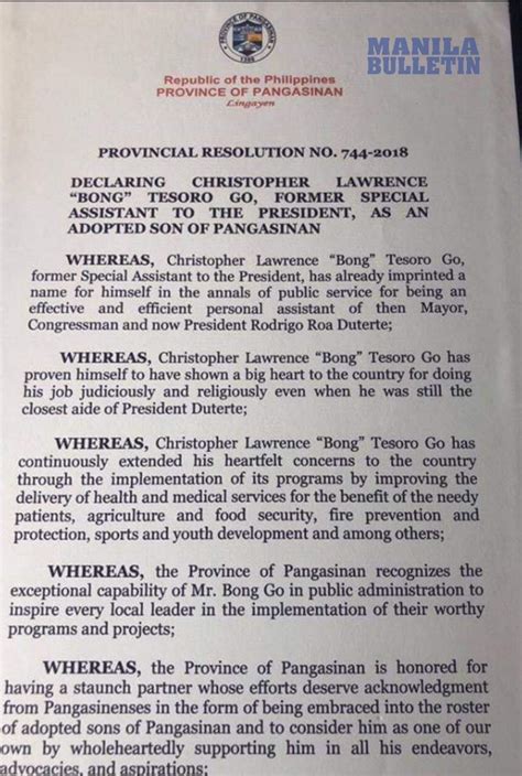 Manila Bulletin News On Twitter Read Provincial Resolution No 744