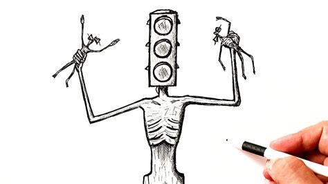 How To Draw A Scp Traffic Light Head Attacking Siren Head Youtube