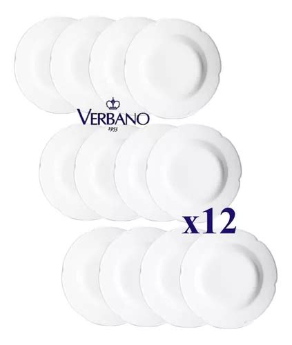 Plato Playo Porcelana Verbano Provenza Mesa Blanco Set X12 Envío gratis