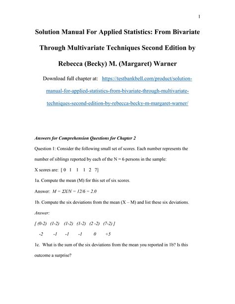 Solution Manual For Applied Statistics From Bivariate Through