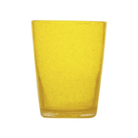 Memento Bicchiere Acqua Giallo In Trasparenza In Vetro Soffiato