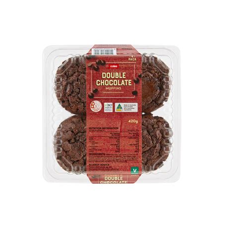 Buy Coles Double Chocolate Muffins 4 Pack 420g Coles