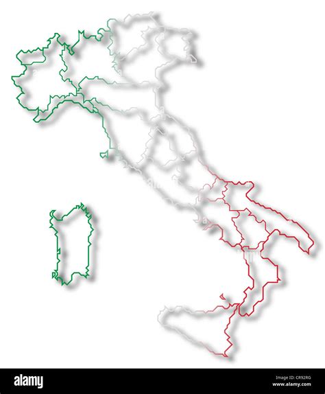 Political Map Of Italy With The Several Regions Stock Photo Alamy