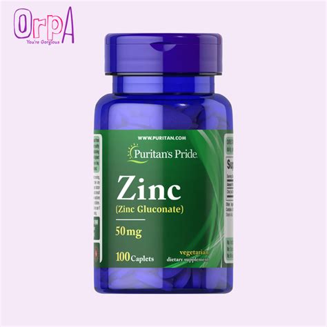 Puritans Pride Zinc 50 Mg 100 Caplets Orpa