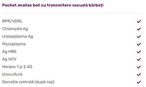 Pachet Analize Boli Cu Transmitere Sexual B Rba I Eva Medical