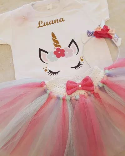 Disfraz Nicornio Remera Personalizada Tutu Mas Vincha En Venta En La