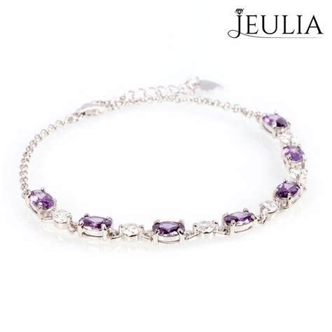 Classic Amethyst Purple Stone Sterling Silver Bracelet Women Jewelry