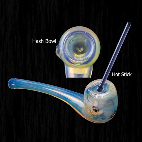 Glenns Briar Vented Glass Hash Pipe Chameleon Glass