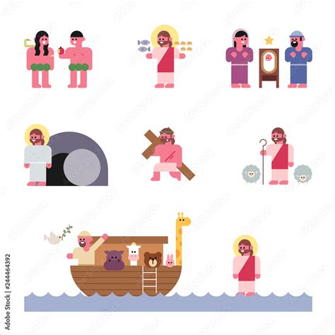 Bible story set. flat design vector graphic style concept illustration ...