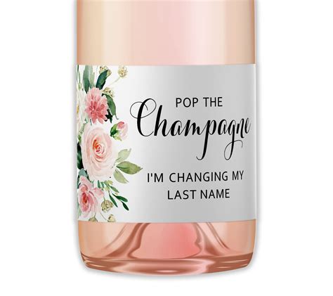 Pop The Champagne Mini Champagne Bottle Labels Set Of 12 Blush Rose Bachelorette Party Mini Wine