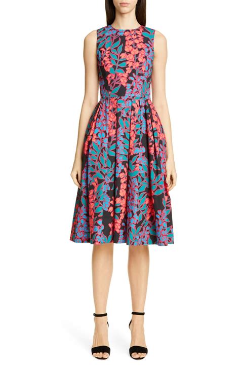 Carolina Herrera Wisteria Print Fit And Flare Dress Nordstrom Fit