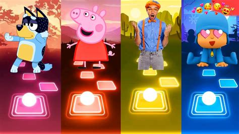 Bluey Bingo Peppa Pig Blippi Pocoyo Tiles Hop Youtube