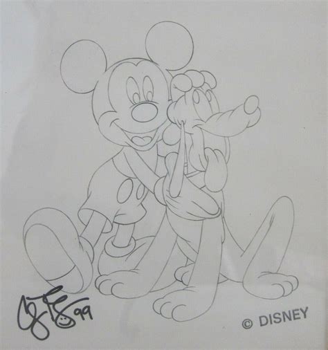 Mickey Mouse & Pluto Official Disney Stamped Artist Signed Pencil ...