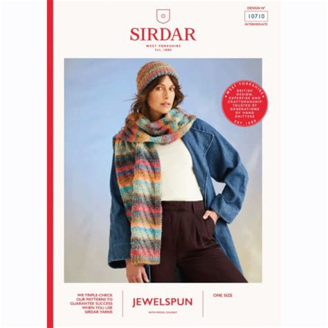 Sirdar Jewelspun Wool Chunky Sea Breeze Hat Scarf 10710 Knitted Pattern Download Free Delivery