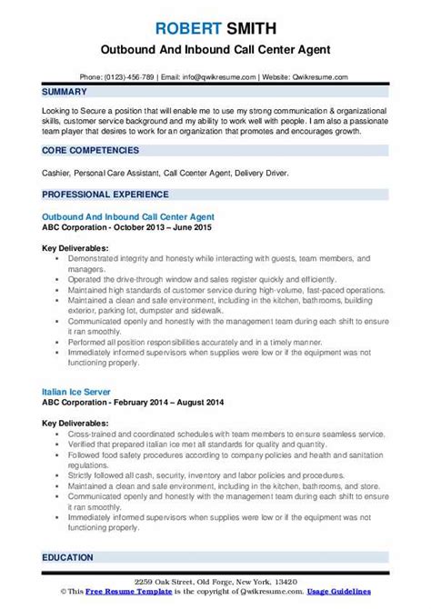 Call Center Agent Resume Samples Qwikresume