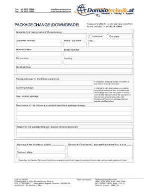 Fillable Online Domaintechnik Downgrade Form Form For A Package Change